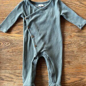Grayson Collective Ribbed Wrap One Piece Gray Green 6–9 Months Baby Romper